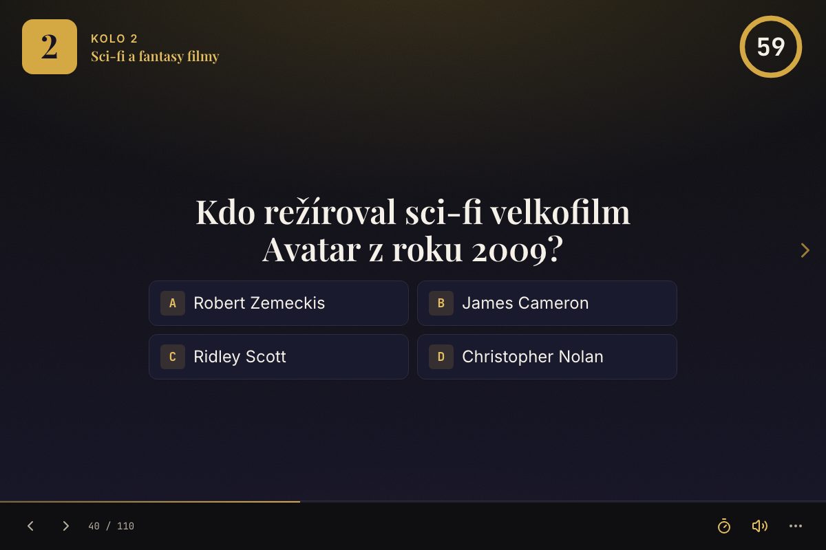 Otázka z kvízu s výběrem ze čtyř možností