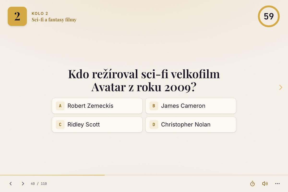 Otázka z kvízu s výběrem ze čtyř možností