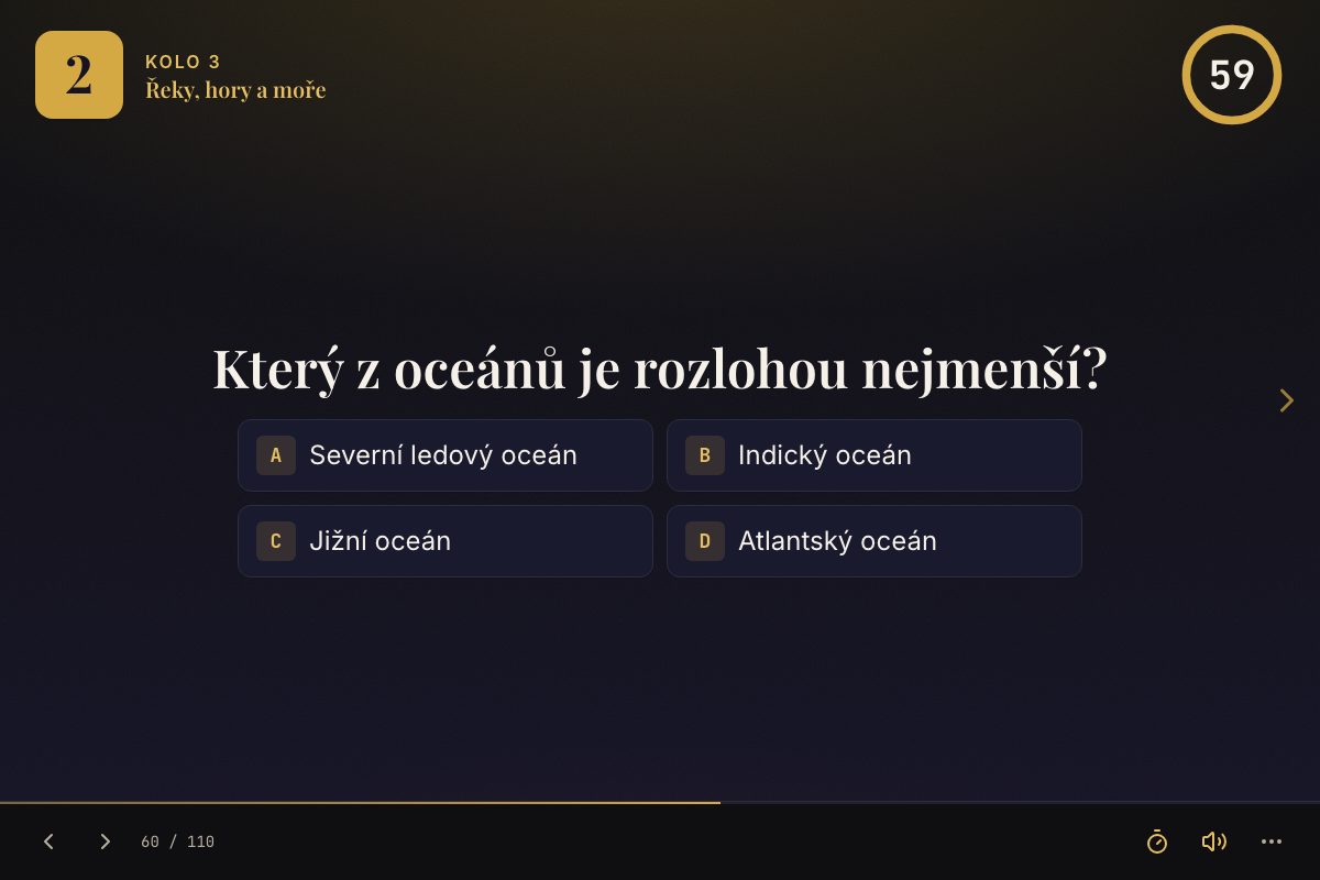 Otázka z kvízu s výběrem ze čtyř možností