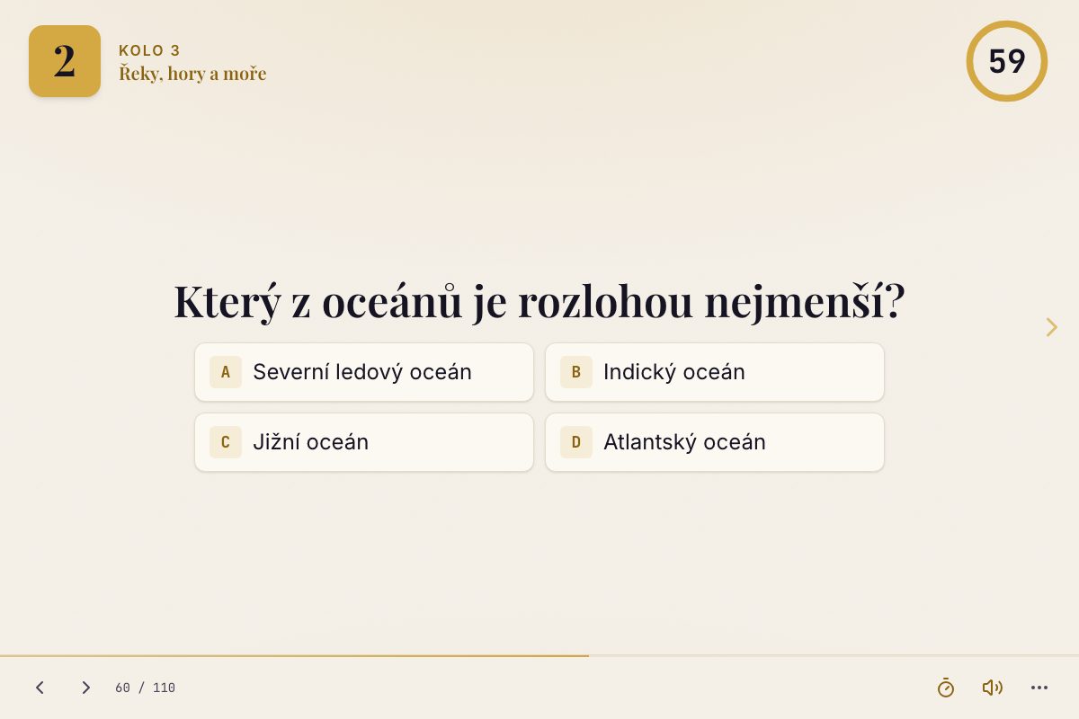 Otázka z kvízu s výběrem ze čtyř možností