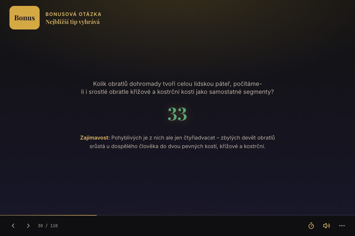 Vyhodnocení bonusové tipovačky — správná odpověď se zajímavostí navíc