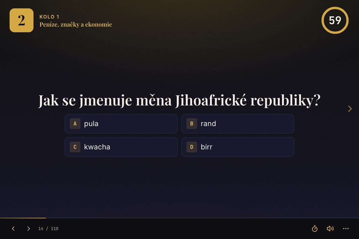 Otázka z kvízu s výběrem ze čtyř možností