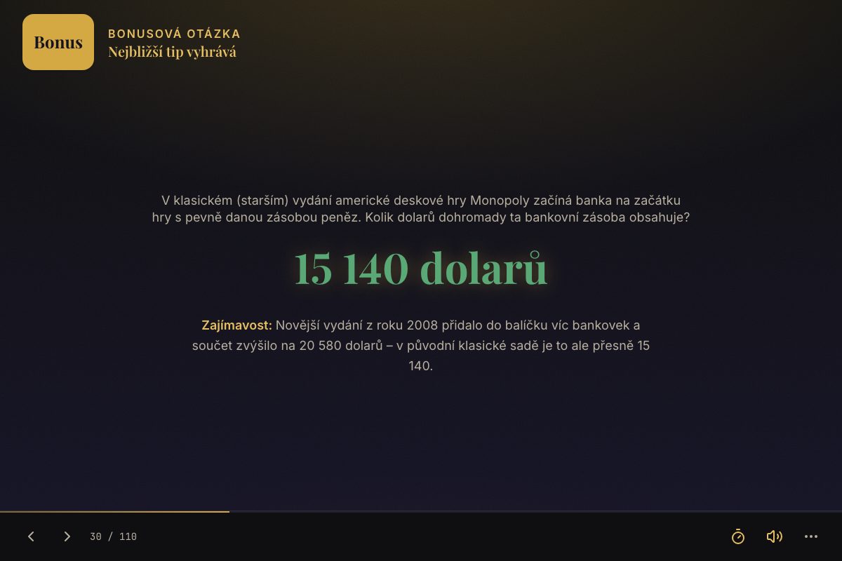 Vyhodnocení bonusové tipovačky — správná odpověď se zajímavostí navíc